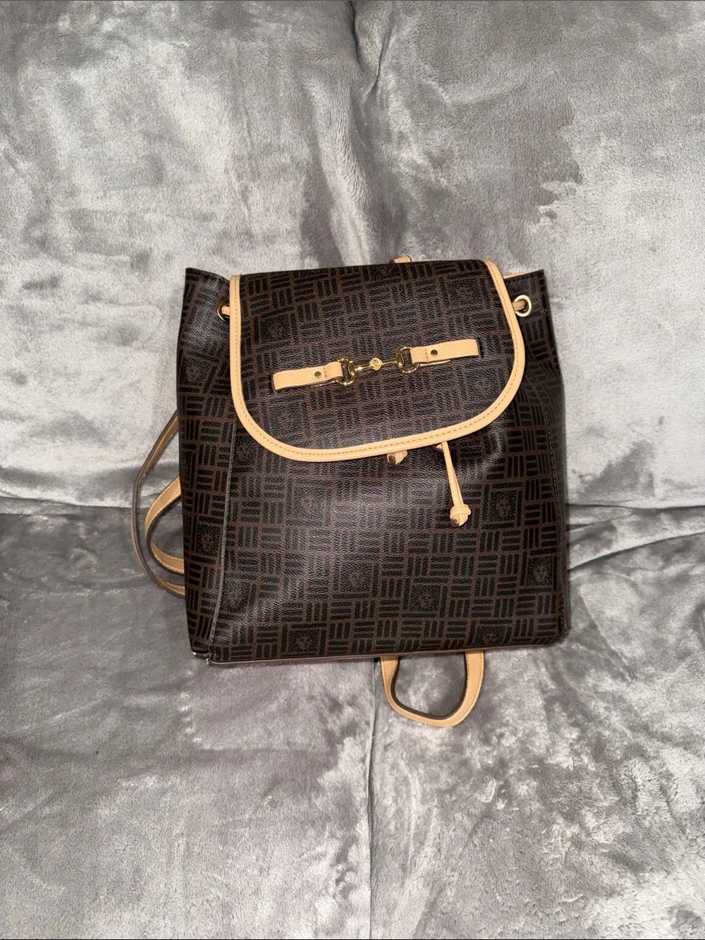 Brown Monogram Backpack with Tan Trim